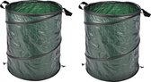 2x stuks groene pop-up tuinafvalzak 130 liter - Tuinafvalzakken opvouwbaar - Tuin schoonmaken/opruimen - Tuinonderhoud