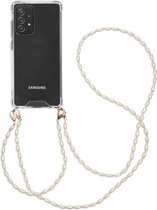 iMoshion Hoesje Geschikt voor Samsung Galaxy A52 (5G) / A52s / A52 (4G) Hoesje Met Koord - iMoshion Backcover met koord + armband - Parels - Transparant