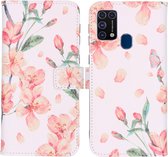 iMoshion Design Softcase Book Case Samsung Galaxy M31 hoesje - Blossom Watercolor White