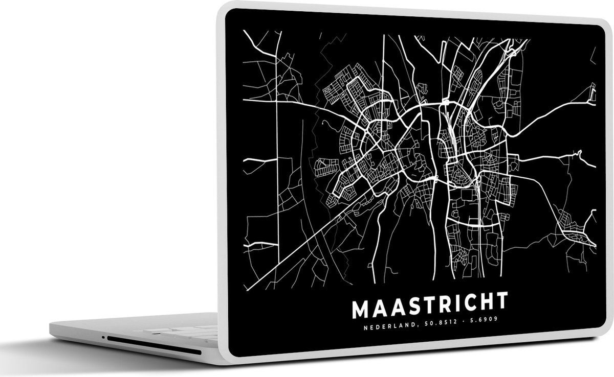 Laptop sticker - 14 inch - Kaart - Maastricht - Zwart - 32x5x23x5cm - Laptopstickers - Laptop skin - Cover