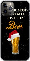 Geschikt voor iPhone 13 Pro hoesje - It's the most wonderful time for beer - Kerst - Quotes - Bier - Spreuken - Siliconen Telefoonhoesje
