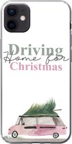 Geschikt voor iPhone 12 mini hoesje - Kerst - Driving home for Christmas - Auto - Quotes - Spreuken - Siliconen Telefoonhoesje