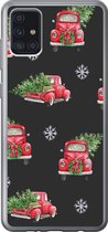Geschikt voor Samsung Galaxy A52 5G hoesje - Kerst - Kerstboom - Auto - Design - Siliconen Telefoonhoesje