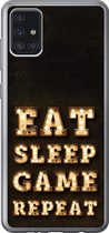 Samsung Galaxy A52 5G hoesje - Gaming - Games - Quotes - Spreuken - Eat sleep game repeat - Siliconen Telefoonhoesje
