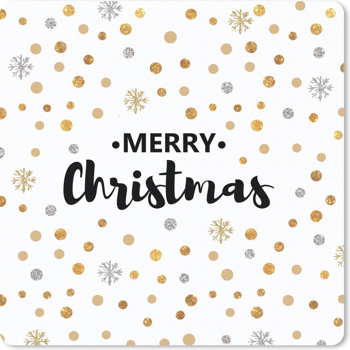 Muismat 30x30 cm - Mousepad Kerstmis - Quotes - Goud - Merry Christmas - Spreuken - Muismatten