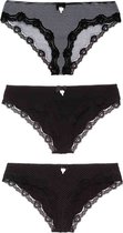 Pussy Deluxe Slip set -M- 3er Set Zwart