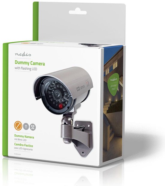 Nedis Dummy Beveiligingscamera - Bullet - IP44 - Batterij Gevoed - Buiten - Inclusief muurbeugel - Grijs van Nedis — afbeelding 5