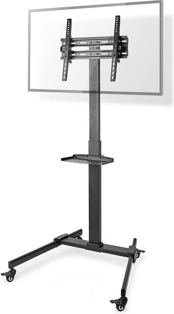 Nedis TV Vloerstandaard - 32-55 " - Maximaal schermgewicht: 35 kg - Premium Kolomontwerp - Aanpasbare vooraf ingestelde hoogtes - Snap-lock - Staal - Zwart