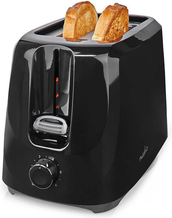 Nedis Broodrooster - 2 Sneetjes Brood - 2 Sleuven - Bruining niveaus: 6 - Zwart