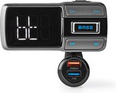 Nedis CATR101BK Fm-transmitter Voor In De Auto Bluetooth® Bass Boost Microsd-kaartsleuf Handsfree Bellen Spraakbediening 3,0 A / 2,4 A