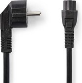 Stroomkabel - Type F (CEE 7/7) Male - IEC-320-C5 - Gehoekt - Recht - Vernikkeld - 3.00 m - Rond - PVC - Zwart - Polybag