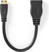 High Speed ​​HDMI™-Kabel met Ethernet | HDMI™ Connector | HDMI™ Mini-Connector | 4K@30Hz | 10.2 Gbps | 0.20 m | Rond | PVC | Zwart | Polybag