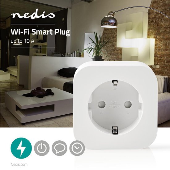 SmartLife Smart Stekker | Wi-Fi | 2500 W | Randaarde stekker / Type F (CEE 7/7) | -10 - 45 °C | Android™ / IOS | Wit