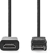 Nedis DisplayPort-Kabel - DisplayPort Male - HDMI Connector - 4K@30Hz - Vernikkeld - 2.00 m - Rond - PVC - Zwart - Doos