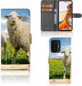 Telefoon Hoesje Xiaomi 11T | 11T Pro Wallet Book Case met foto Schaap en Lammetje
