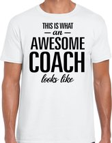 This is what an awesome coach looks like cadeau t-shirt wit - heren - beroepen / cadeau shirt M