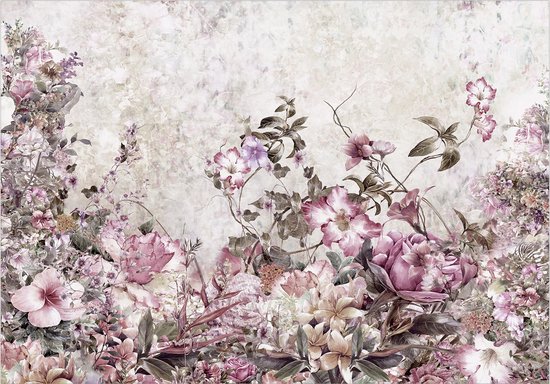 147cm X 105cm - Zelfklevend fotobehang -  Weide Bloemen  , Premium Print