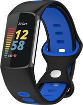 Charge 5 dubbel sport band - zwart blauw - Geschikt voor Fitbit