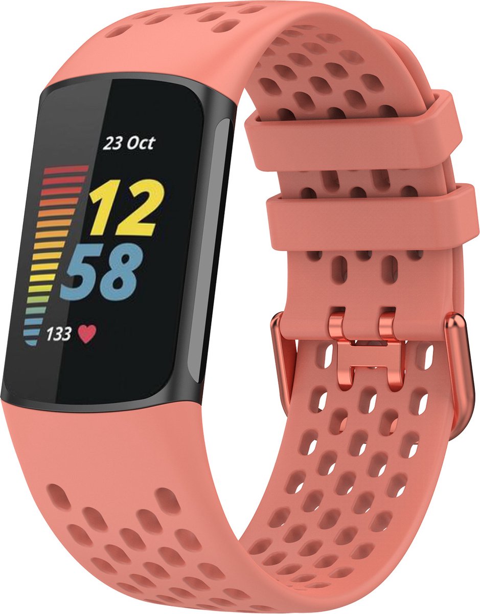 123watches sport point band - roze - - Geschikt voor Fitbit Charge 5 & 6
