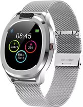 DrPhone GTX6 - 1.3 inch CNC Metalen Smartwatch - M active 2 app - Hartslagmeter - Voorhoofd Temperatuurmeter - Stappenteller - ECG+PPG meting - Sport – Zilver