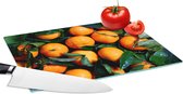 Glazen Snijplank - 28x20 - Fruit - Sinaasappel - Bladeren - Snijplanken Glas