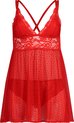 Hunkemöller Dames Nachtmode Babydoll Beatriz - Rood - maat XS