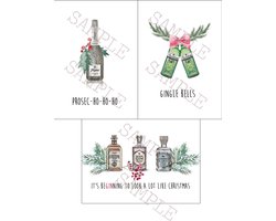 Set van 9 kerstkaarten - Grappige Kerstkaart - Xmas - Merry Drunkmas - Gingle Bells - It's beginning to look a lot like christmas - Prosec-ho-ho-ho