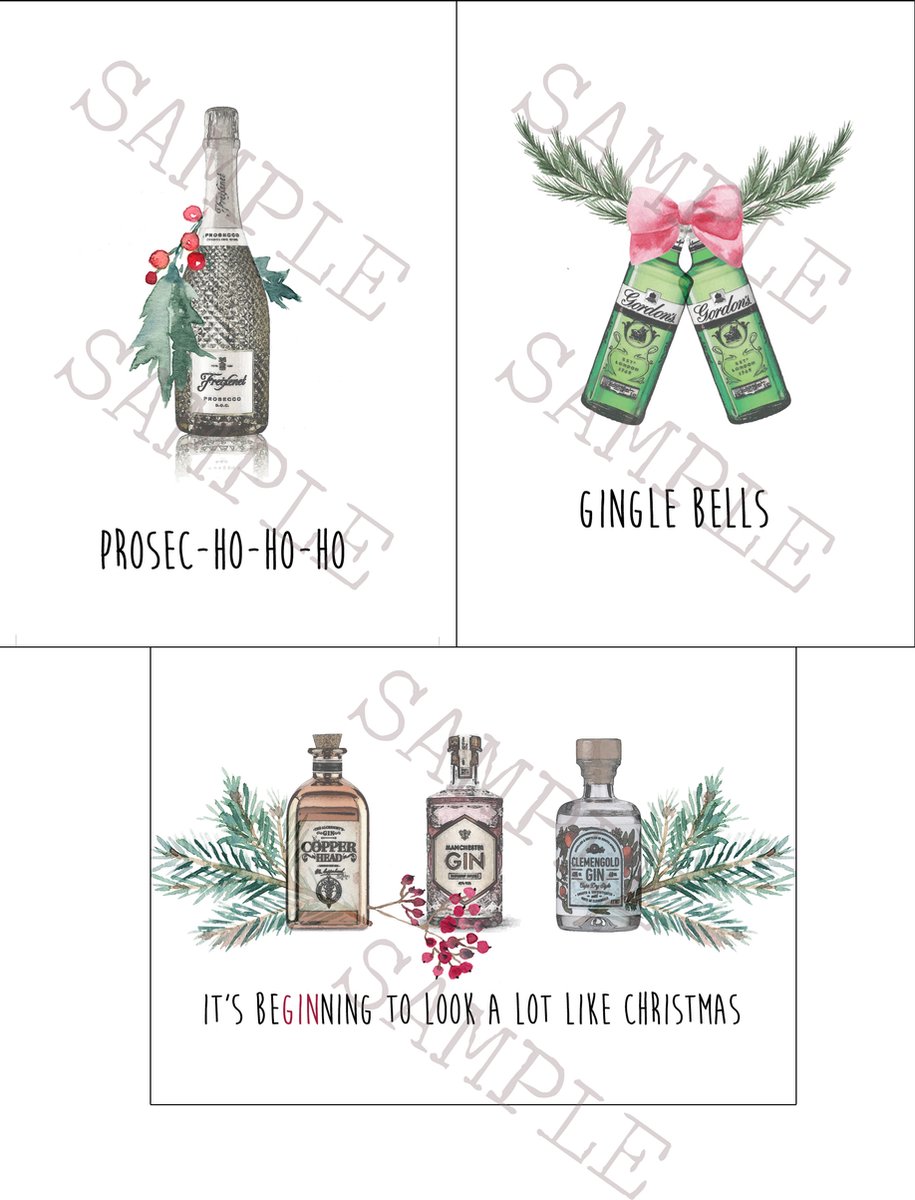 Set van 9 kerstkaarten - Grappige Kerstkaart - Xmas - Merry Drunkmas - Gingle Bells - It's beginning to look a lot like christmas - Prosec-ho-ho-ho