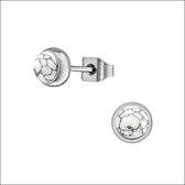Aramat jewels ® - Zweerknopjes wit howliet chirurgisch staal zilverkleurig 5mm