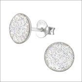 Aramat jewels ® - Glitter oorbellen rond 925 sterling zilver transparant 7mm