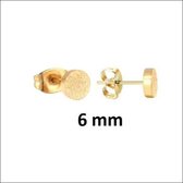 Aramat jewels ® - Oorbellen- zweerknopjes-rond-chirurgisch staal-sandblasted-goudkleurig-6mm