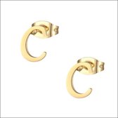 Aramat jewels ® - Oorbellen letter c zweerknopjes goudkleurig chirurgisch staal 10mm