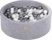 Ronde ballenbak VELVET 90x30 - Licht Grijs incl 200 ballen - Zilver, Wit, Transparant | Ballenbakje.nl