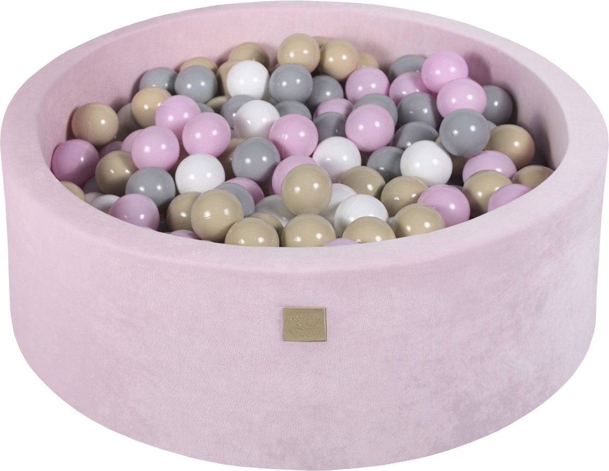 Ballenbak VELVET Poeder Roze - 90x30 incl. 200 ballen - Pastel Roze, Grijs, WIt, Beige