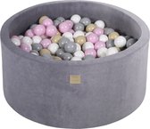 Ronde ballenbak VELVET 90x40 - Steel incl 300 ballen - Pastel Roze, Wit, Grijs, Beige | Ballenbakje.nl