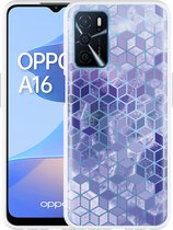 Oppo A16 / A16s Hoesje Paars Hexagon Marmer - Designed by Cazy