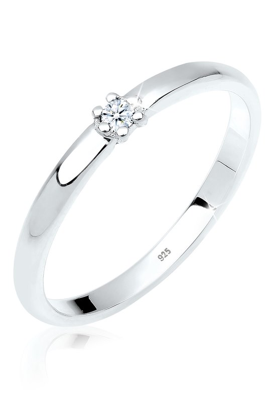 Elli Dames Ringen Dames Verlovingsring Diamant (0.03 ct.) in 925 Sterling Zilver
