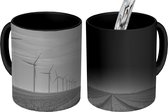 Magische Mok - Foto op Warmte Mok - Windmolen - Tulp - Zwart - Wit - 350 ML
