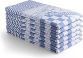Seashell Oerhollands luxe theedoeken - 6 stuks - patroon blok molen - blauw - 65x65cm
