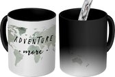 Magische Mok - Foto op Warmte Mok - Wereldkaart - Grijs - Quote - 350 ML - Mok met Tekst