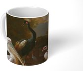 Mok - Koffiemok - Een pelikaan en ander gevogelte bij een waterbassin - Schilderij van Melchior d'Hondecoeter - Mokken - 350 ML - Beker - Koffiemokken - Theemok