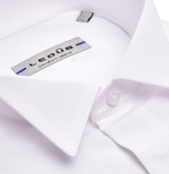 Ledub slim fit smoking overhemd - dubbele manchet en wing kraag - wit - Strijkvriendelijk - Boordmaat: 45