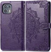 iMoshion Hoesje Geschikt voor Motorola Edge 20 Lite Hoesje Met Pasjeshouder - iMoshion Mandala Bookcase - Paars