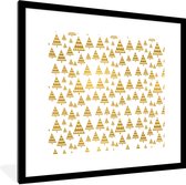 Cadre photo avec affiche - Sapin de Noël - Or - Motifs - 40x40 cm - Cadre pour affiche - Décorations de Noël - Décoration de Noël pour l'intérieur - Noël