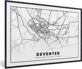 Fotolijst incl. Poster - Stadskaart - Deventer - Nederland - 90x60 cm - Posterlijst - Plattegrond