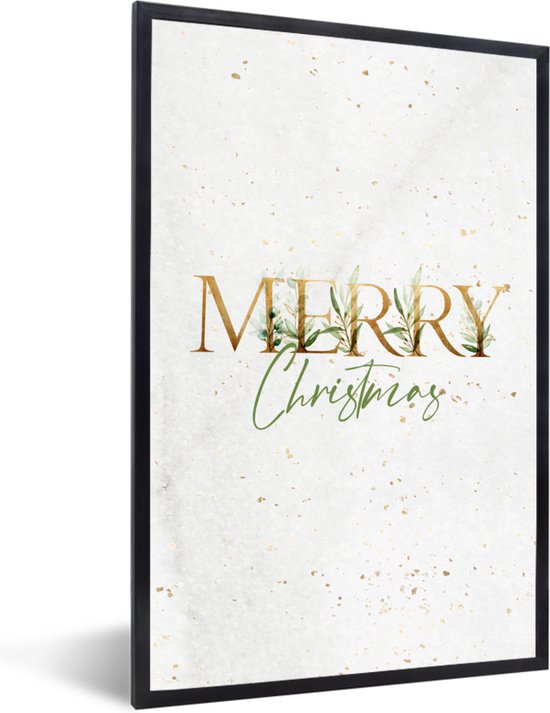 Fotolijst incl. Poster - Kerst - Quotes - Merry Christmas - Spreuken - Goud - 20x30 cm - Posterlijst - Kerstmis Decoratie - Kerstversiering - Kerstdecoratie Woonkamer - Kerstversiering - Kerstdecoratie voor binnen - Kerstmis