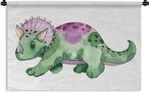 Wandkleed - Wanddoek - Dinosaurus - Kinderkamer - Groen - Jongens - Meisjes - Kinderen - 60x40 cm - Wandtapijt