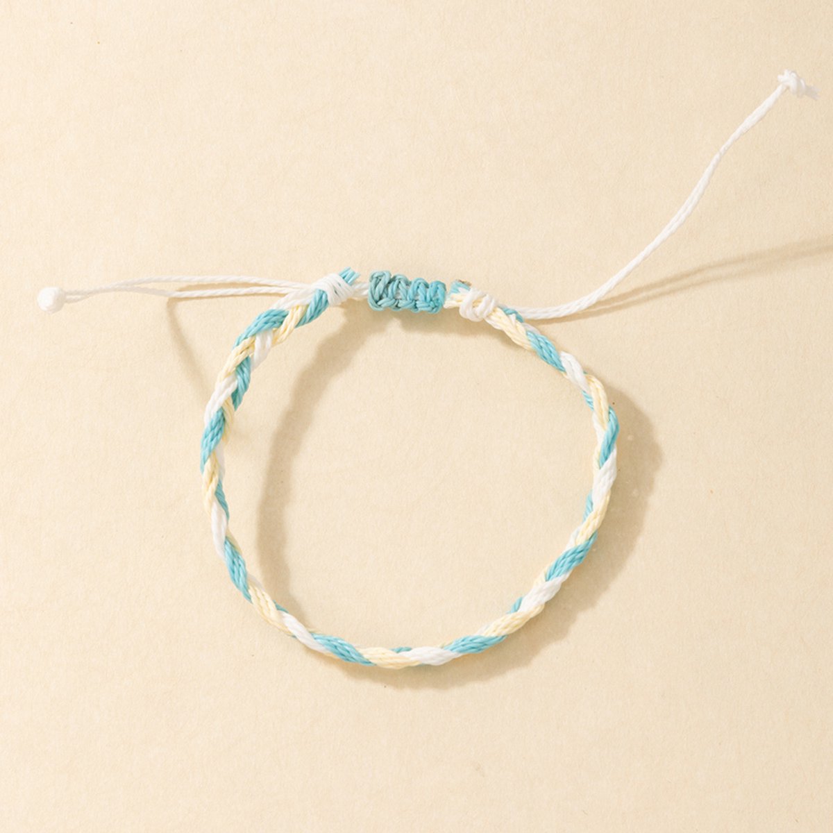 mega joaillerie - bracelet / bracelet de cheville en corde tressée  tricolore bleu beige | bol.com