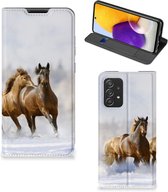 Wallet Book Case Samsung Galaxy A72 (5G/4G) Smart Cover Hoesje Paarden