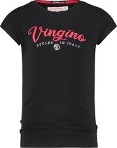 Vingino T-shirt Essentials Met Logo Meisjes Katoen Zwart Mt 128